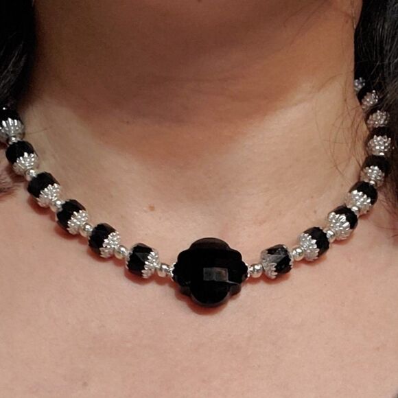 Black & silver necklace - Handmade (NEW) - Picture 3 of 4